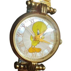 Tweety Bird Warner Bros Collectors Watch Gold-Tone Quartz Dead Battery